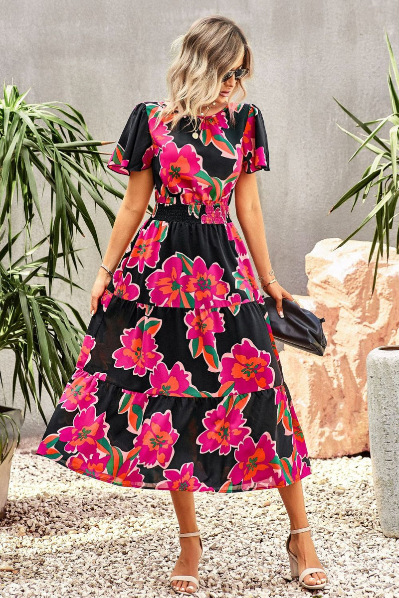 Floral Indulgence Pocketed Midi Dress | 2 Colors
