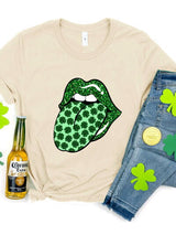 Lucky Lips Clover Edgy Graphic Tee | 3 Colors