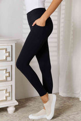 Tummy Control Wide Waistband Pocketed Sports Leggings