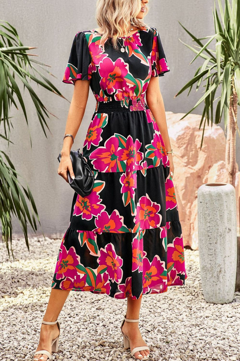 Floral Indulgence Pocketed Midi Dress | 2 Colors