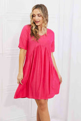 SALE! BOMBOM Another Day Swiss Dot Casual Dress in Fuchsia