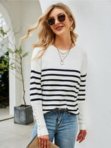 Skylar Striped Decorative Button Knit Top | 3 COLORS