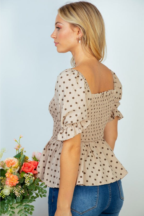 SALE! White Birch Spot On Polka Dot Top