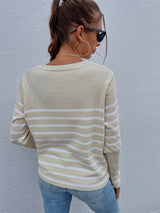 Skylar Striped Decorative Button Knit Top | 3 COLORS