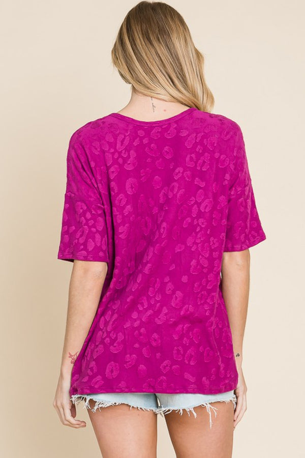 SALE! BOMBOM Magenta Textured Buttoned Top