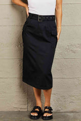 SALE! HYFVE Professional Poise Buckled Midi Skirt