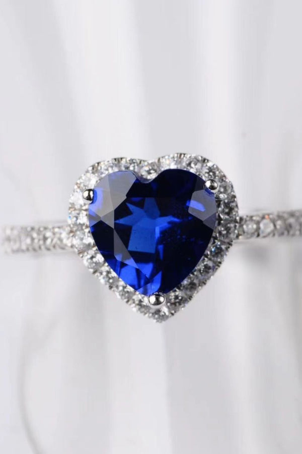 Rare 2 Carat Moissanite Heart-Shaped Side Stone Ring