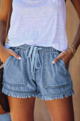 Denim Desire Drawstring Pocket Shorts | 3 Colors