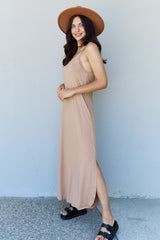 SALE! Good Energy Side Slit Pocket Maxi Dress - Natural