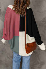 Campbell Cozy Color Block Cable-Knit Batwing Sleeve Cardigan | 4 Colors