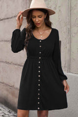 Empire Waist Button Down Long Sleeve Pocket Dress | 4 COLORS!