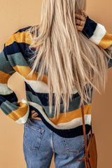 Stacie Striped Dropped Shoulder Knitted Pullover Sweater