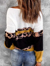 BESTSELLER! Leopard Color Block Rib-Knit Sweater