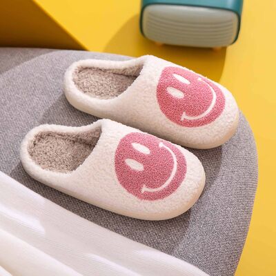 Melody Smiley Face Slippers - Pink