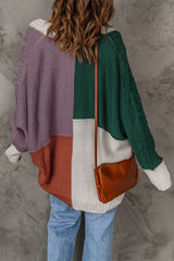 Campbell Cozy Color Block Cable-Knit Batwing Sleeve Cardigan | 4 Colors