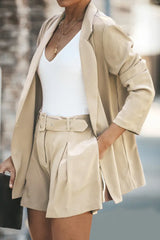 Posh Boyfriend Blazer and Belted Pocket Shorts Set | 5 Colors