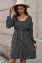 Empire Waist Button Down Long Sleeve Pocket Dress | 4 COLORS!