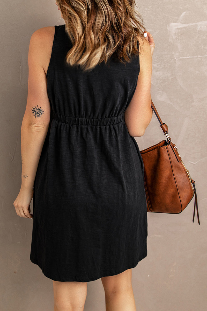 Sleeveless Button Detail Pocket Mini Dress | 5 COLORS!