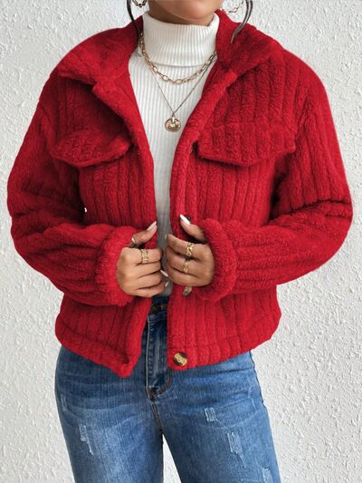 Faux Fur Button Up Collared Jacket | 9 Colors