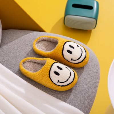 Smiley Face Slippers - Yellow