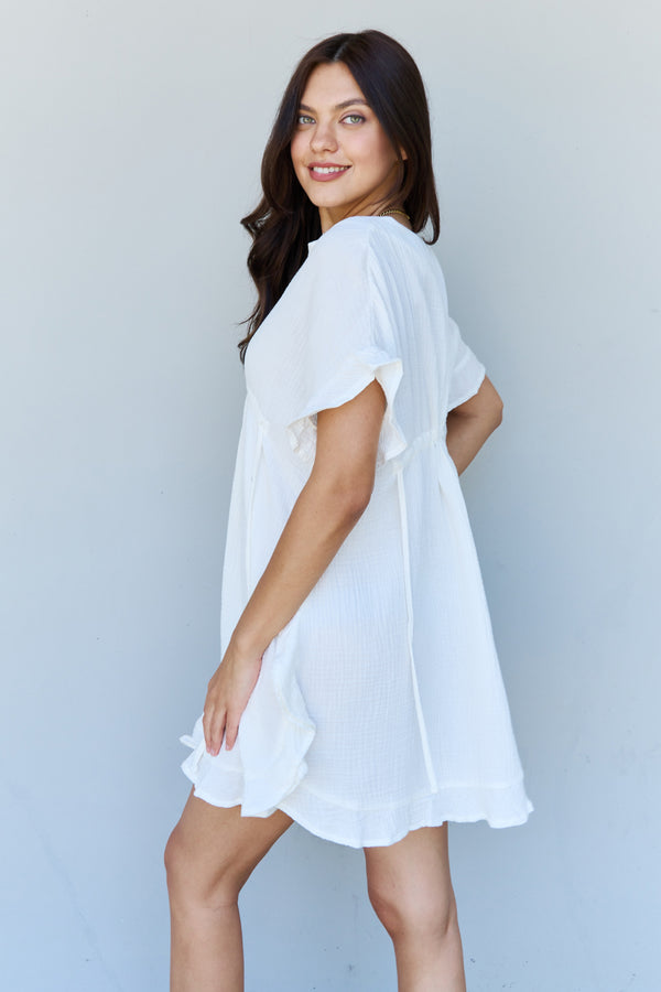 SALE! Ethereal Drawstring Waist Dress - White