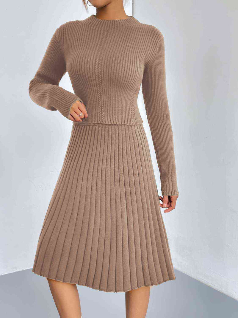 Knit Couture Sweater and Pleated Skirt Set | 4 Colors