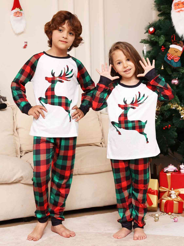 Kid's Reindeer Plaid Loungewear / Pajama Set