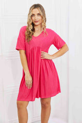 SALE! BOMBOM Another Day Swiss Dot Casual Dress in Fuchsia