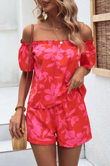 Floral Fantasy Off-Shoulder Top & Shorts Set