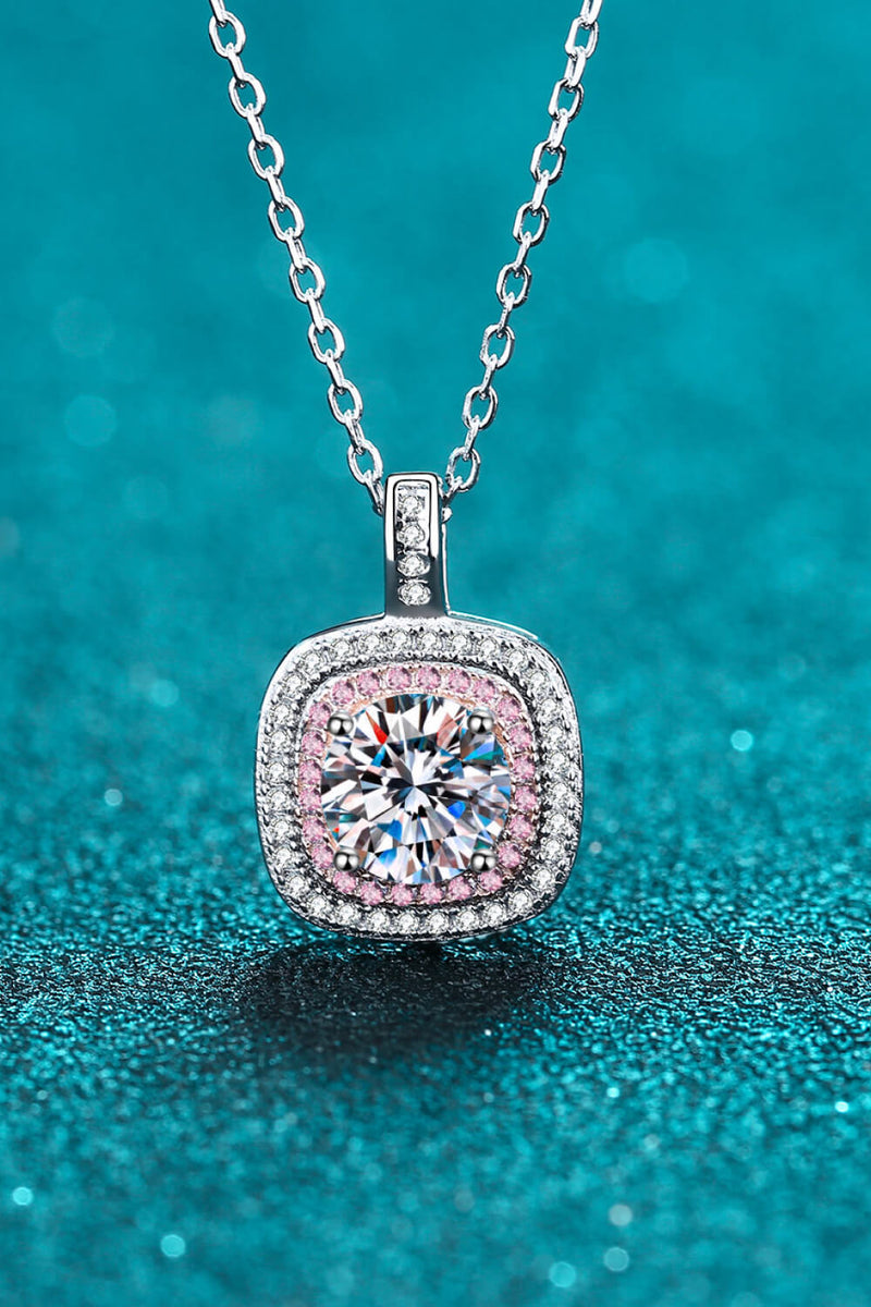 1 Carat Moissanite Pendant Halo Necklace