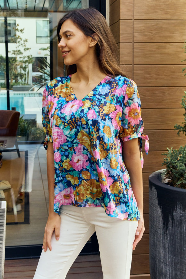 SALE! Petal Dew Floral V-Neck Tie Detail Blouse