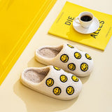 Smiley Face Slippers - White Multi