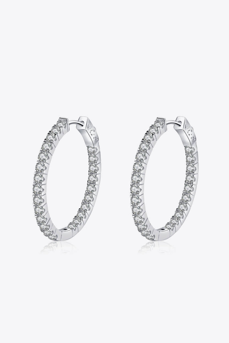 2.88 Carat Moissanite Rhodium Hoop Earrings