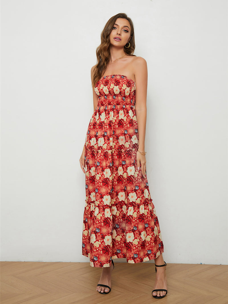 Beck Floral Strapless Maxi Dress