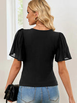 Rory Ribbed Flutter Sleeve Top | 4 Colors