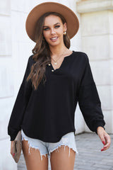 Heavenly Henley Button Curved Hem Pullover | 3 COLORS