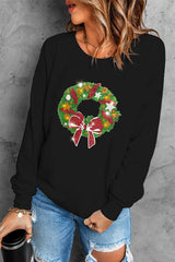 Wreath Graphic Dropped Shoulder Sweatshirt