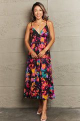 Colorburst Back-Tie Tiered Midi Dress