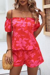 Floral Fantasy Off-Shoulder Top & Shorts Set