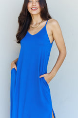 SALE! Good Energy Side Slit Pocket Maxi Dress - Royal Blue