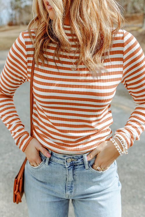 Elevated Striped Mock Neck Top | 6 Colors