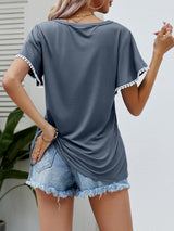 Harper Pom Trim Flutter Sleeve Tee | 6 Colors