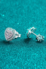 Moissanite Heart-Shaped Pink Accent Stud Earrings