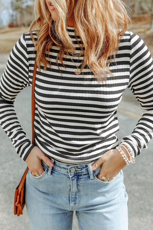 Elevated Striped Mock Neck Top | 6 Colors