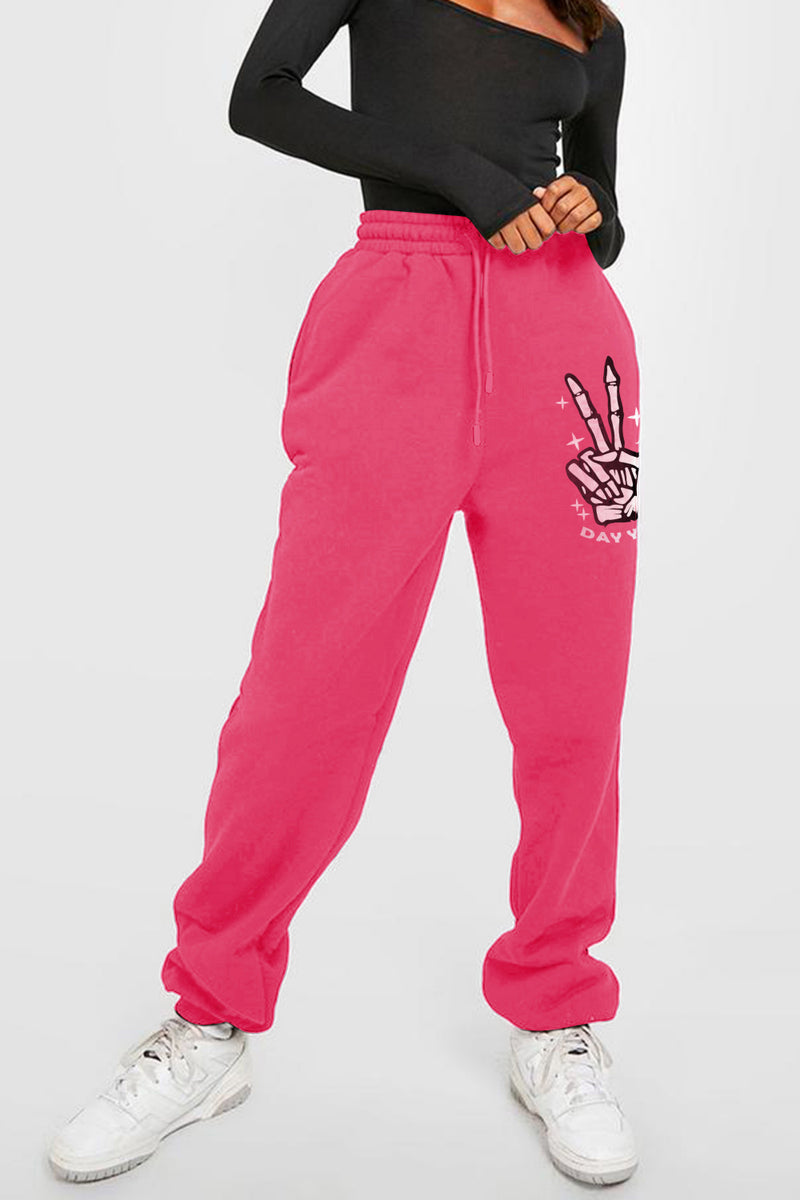 Skeleton Peace Graphic Pocket Sweatpants