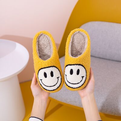 Smiley Face Slippers - Yellow