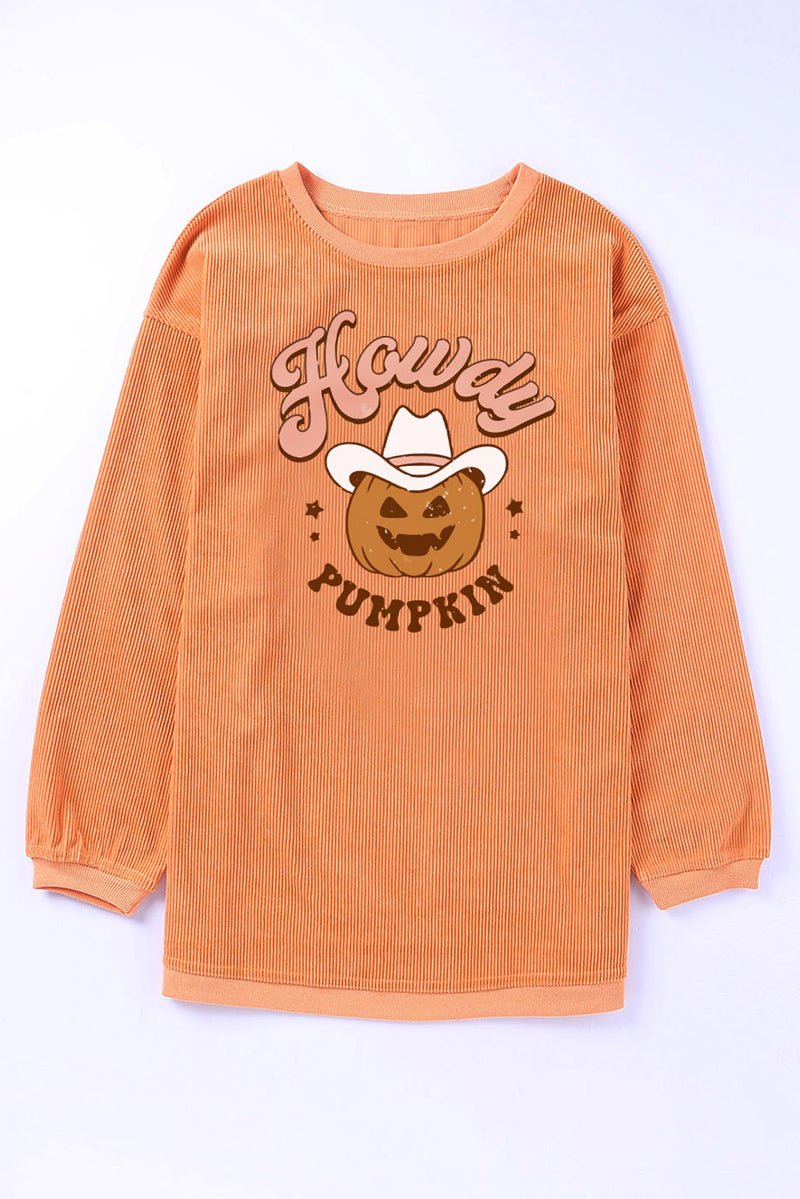 Howdy Pumpkin Graphic Ribbed Sweatshirt