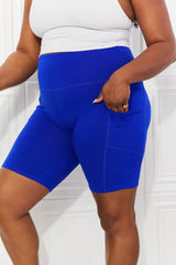 Second Skin Royal Blue Brushed Pocket Biker Shorts