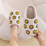 Smiley Face Slippers - White Multi