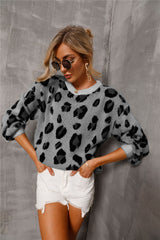 3 Colors | Ultra Soft Leopard Dropped Shoulder Knit Pullover